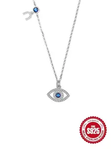 S925 Sterling Silver Evil Eye Design Pendant Necklace, Fashion Jewelry for Party, Daily Clothing Decor, Trendy All-match & Exquisite Jewelry for Birthday Gift