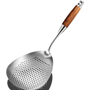 15 Inch Large Stainless Steel Slotted Spoon Pasta Food Strainer Skimmer Ladle Spider Colander Spoon for Kitchen Cooking Draining and Frying