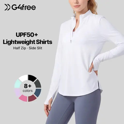 G4Free Women's UPF 50+ Sun Protection T-Shirt - Relaxed Fit, Lightweight Polyester Clothes, Half-Zip, Quick Dry Pro Workout Activewear for Golf, Hiking,#sohochic