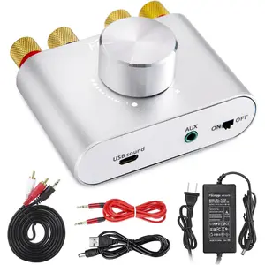 F900S 160W  5.0 Mini Amplifier, 80Wx2 2.0CH Audio Power Amplifier, Hi-Fi Stereo Sound Digital Amp  Speaker Amp Receiver w/AUX/USB/BT Input & 12V 5A Power Adapter -