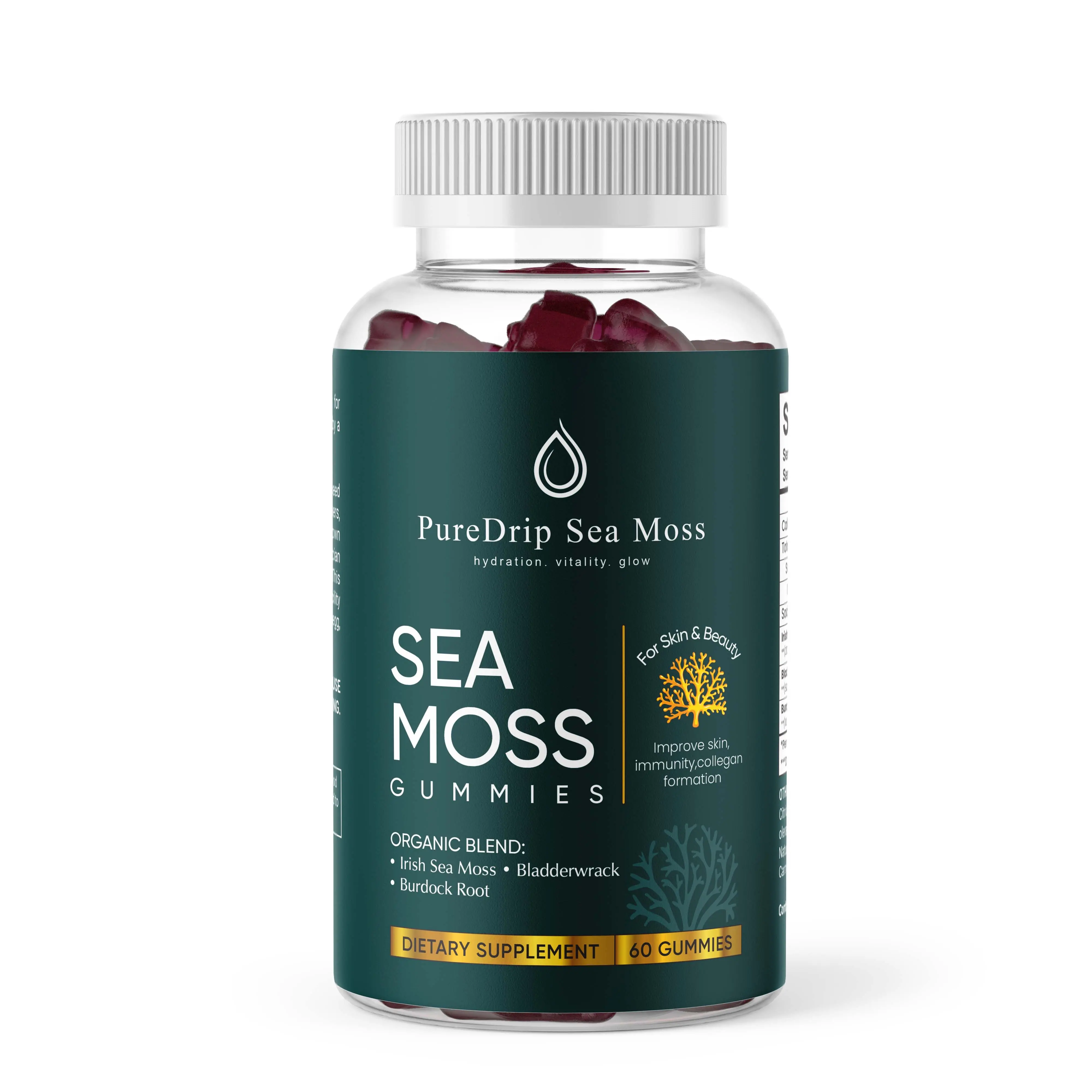 All-Natural Chewable Sea Moss Nourishing Dietary Supplement Pack - 60 Pieces, Convenient Immune Support, Beauty & Skin Care Aid, Nourishing Supplement