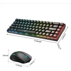 Snpurdiri 60 Percent Wireless Gaming Keyboard and Mouse Combo Rechargeable LED Backlit with 2000mAh Battery Mechanical Feel Membrane Keyboard