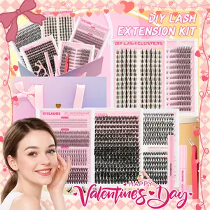 1268Pcs Lashes Clusters Kit 30D/40D/100D Volume False Eyelash Extensions 9-16mm D Curl Wispy Natural Charming Daily Individual Fake Eyelashes Kit, Volume Studio Effect with Bond&Seal|Tweezer|Remover|Eyelash Curler