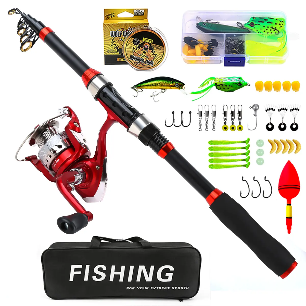 Expandable Telescopic Fishing Rod Spinning Reel Set, Complete Fishing Gear Kit with Lures Hooks Line Storage Bag, Freshwater Saltwater Portable Bass Pole,Fishing Gifts