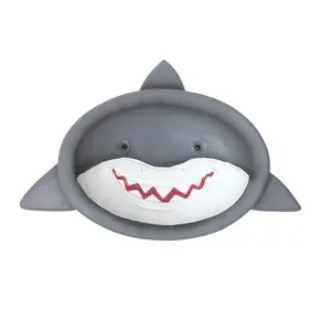 212 MAIN Polyresin Fish 'n Sharks Soap Tray & Trinket Holder - White, Easy-Clean, Free-Standing, Wall-Mountable Bathroom Accessory (Model 70033)