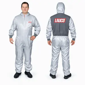 LAUCO Menswear Hooded Workwear Uniform, Elastic Polyester Fabric Men's Coverall, Reusable Washable Outdoor Paint Spray Suit With Hood