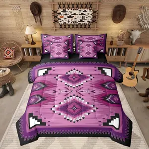 Feelyou 7-Piece Aztec Bedding Set - Breathable Cloth Bed-in-A-Bag with Geometric Weave, Western Theme, Southwest Vibe, Rustic Native American Navajo Design, Lightweight Comforter & Sheets for Teens
