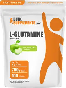 BulkSupplements.com L-Glutamine Powder - Glutamine Supplement, L Glutamine Powder - Sour Green Apple, 7g per Serving, 700g (1.5 lbs) (Pack of 1)