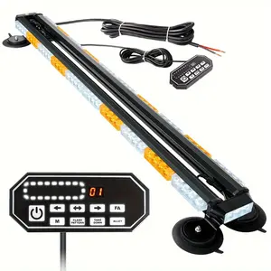 48 Inch Amber White Strobe Lights Kit with Control Double Side 86 LED Work Light Bar with 28 Strong Magnets Flashing Lights for Snow Plow Trucks