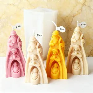 Religious Virgin Mary Candle Silicone Mold Nativity Scene Portrait Statue Candle Soap Making Accessories 3D Holy Family of Virgin Mary & Jesus Plaster Resin Mold DIY Goddess Candle Making Supplies Ideal for Home Decor Handmade Crafts
