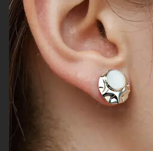 2026 Viral TikTok Irregular Silver Stud Earrings | Dainty White Mother of Pearl Inlay | Hypoallergenic for Sensitive Ears | Trendy Minimalist Jewelry for Office, Date Night & Party | Perfect Gift for Her Birthday, Anniversary & Bridesmaid