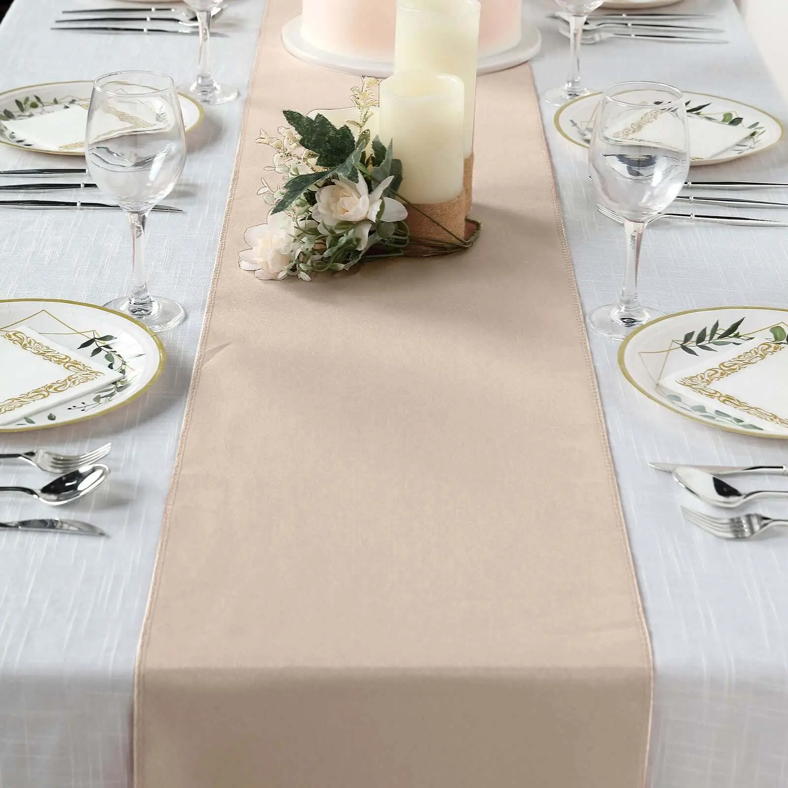 Solid Polyester Classic Table Runner - 12"x108" Neutral Nude, Wrinkle-Resistant, Durable, Machine-Wash - Table Decor for Dinner, Wedding Events & All-Seasons Household Use