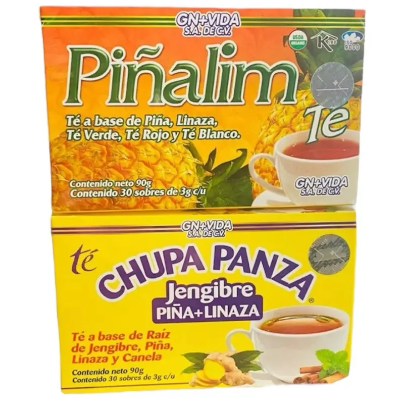 GN+VIDA Chupa Panza Tea Combo with Piñalima Tea 30 Tea Bags Herbal Supplement Fruit Flavor Dietary Supplement (0.10oz per Tea Bag) - Beverage