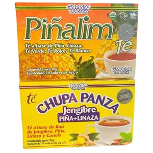 GN+VIDA Chupa Panza Tea Combo with Piñalima Tea 30 Tea Bags Herbal Supplement Fruit Flavor Dietary Supplement (0.10oz per Tea Bag) - Beverage