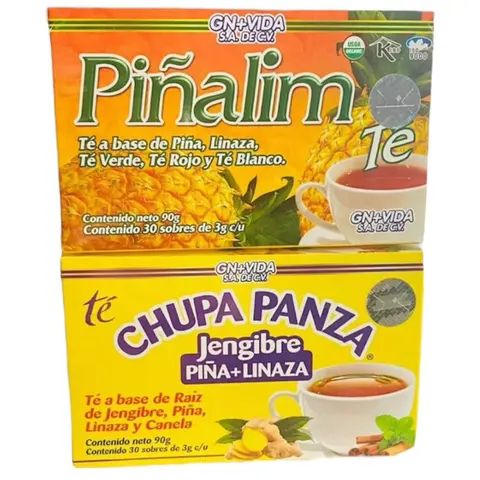 GN+VIDA Chupa Panza Tea Combo with Piñalima Tea 30 Tea Bags Herbal Supplement Fruit Flavor Dietary Supplement (0.10oz per Tea Bag) - Beverage