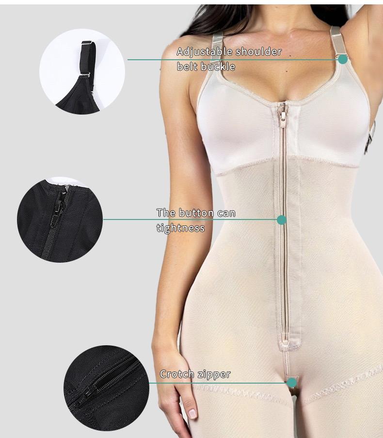 Women's  Fajas Colombianas shapewear Tummy Control Butt Lifter Shaper with Zipper Crotch detachable shoulder strap Womenswear