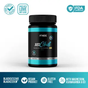 Just Move - Just Chill Capsules, Organic, Vitamin D3, Ashwaganda, Magnesium, Vegan, Non GMO, Gluten Free Supplements Healthcare