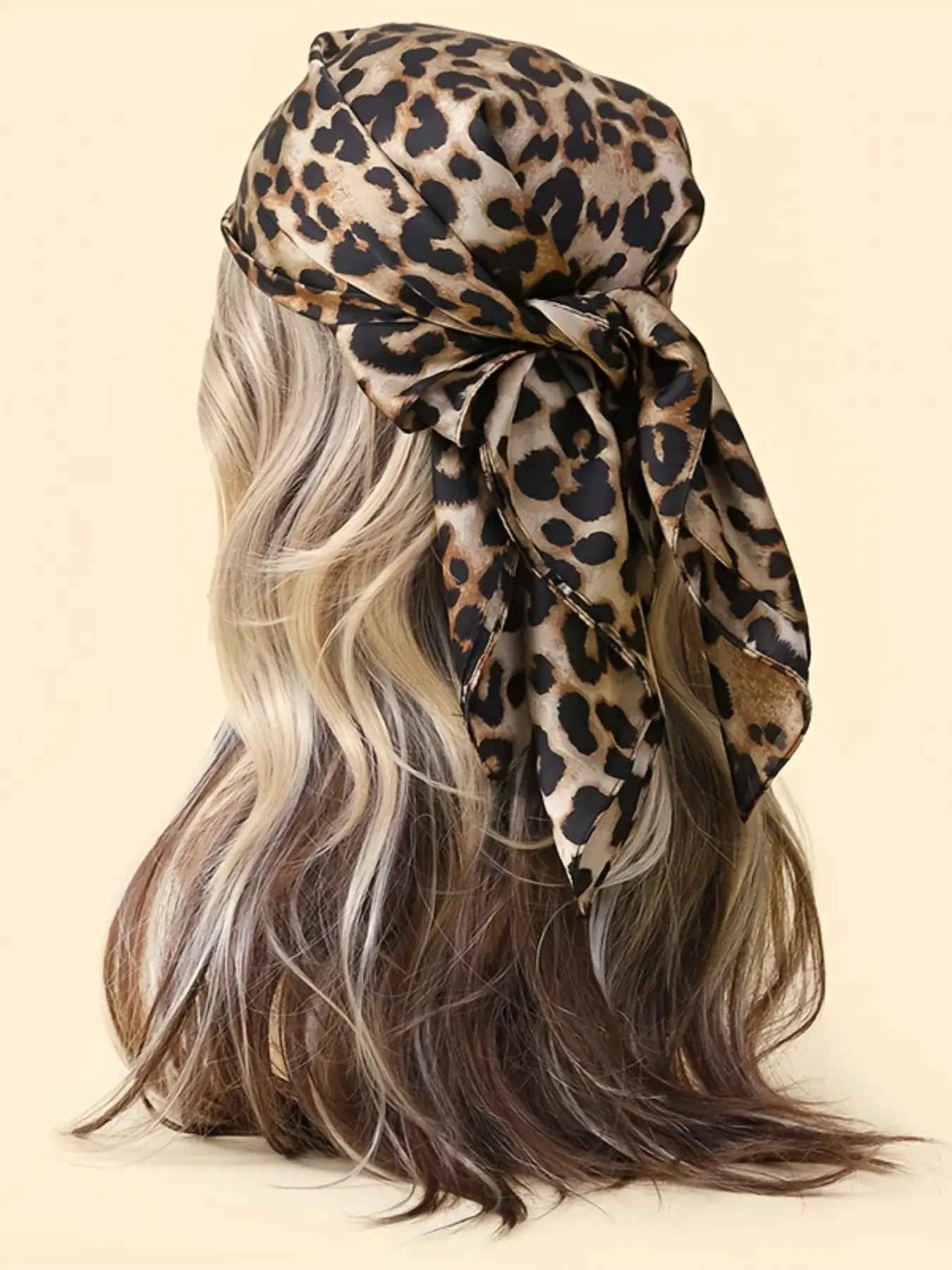 Women's Leopard Print Square Head Scarf, Summer Scarf, Lightweight Satin Silk Feel Shawl, 27"x27" Animal Print Hair Bandana, All Season Fashion Essentials