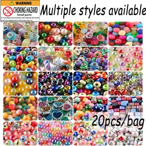 20pcs Random Color Acrylic Beads for DIY Jewelry Making, DIY Beading Accessories, Eye Heart Wheel Multifaceted Beads for Keychains Bracelets Earrings Crafts