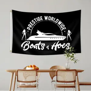 Boats & Hoes Pattern Flag with 2 Grommets, Single-sided Printing Flag for Home, Garden, Room, Party, Activities, Banners, Wall Tapestry, Tapestry Room Decor, Wall Hanging Tapestry
