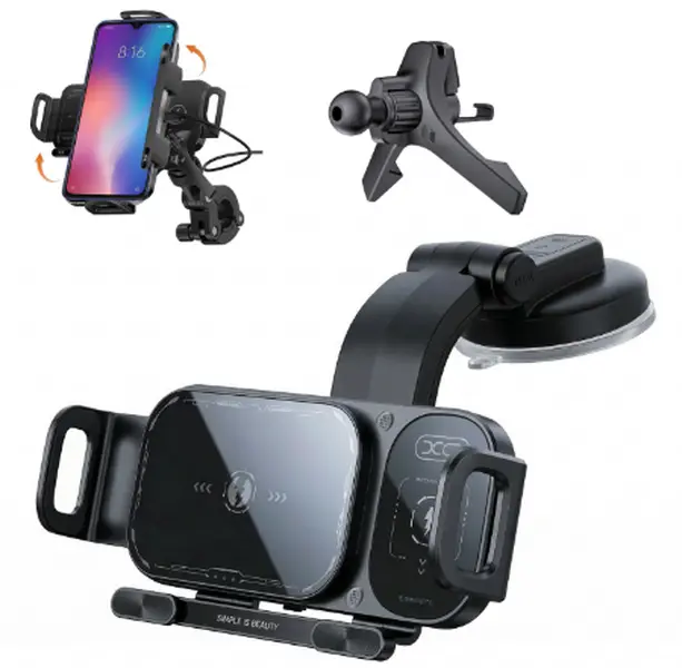 15W Wireless  Fast-Charging Car Phone Mount for Foldable & Regular Smartphones, Super Stable Car Air Vent Phone Mount with Hook & Clip，One-Button 90° Rotation，One-Button Automatic Clamping，Compatible with iPhone,and Other Smartphones