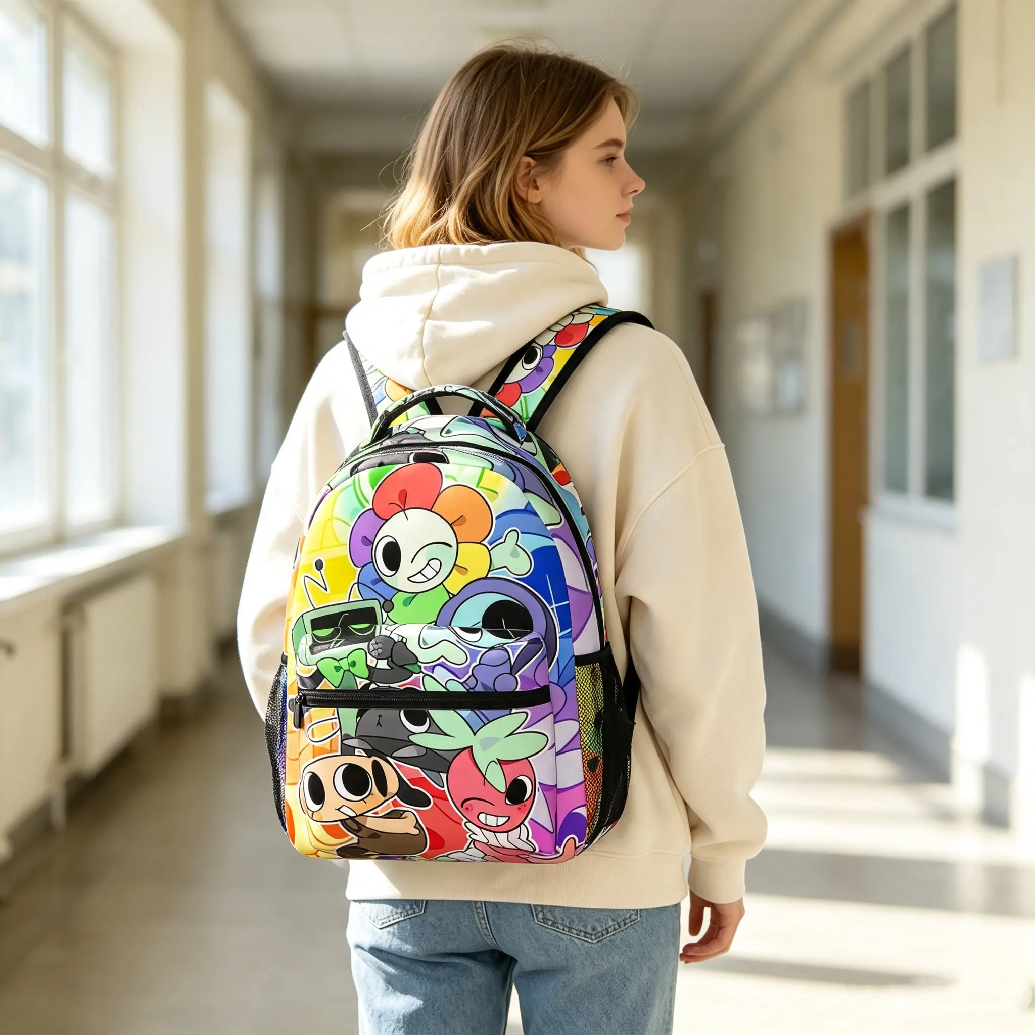 Anime Dandy's World Full Print Backpack Casual Student Schoolbag Outdoor Travel Backpack