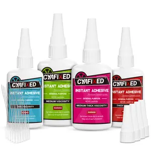 CYAFIXED Super Glue - Medium Viscosity 2 oz and Medium Thick Viscosity 2 oz with 1 oz Thin Viscosity and 1 oz Thick Viscosity, Instant Adhesive for Home Repair, 3D Printing and Hobby Models