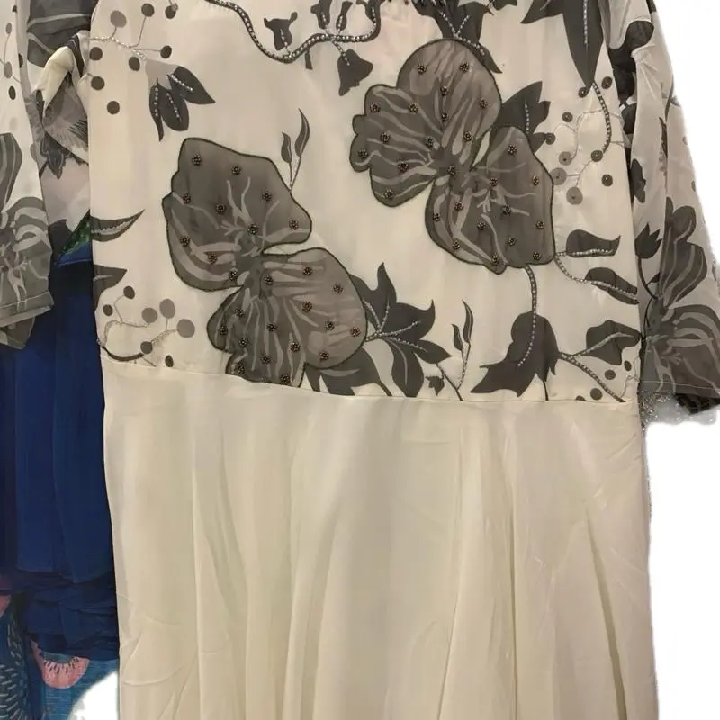 Chiffon Long Maxi Dress for Women Intricate Bead Embroidery on Top with  Floral Design and Beaded Neckline graduation Spaghetti 80s bridesmaid  Women's Satin going out flower modest dress Womenswear Casual Light -
