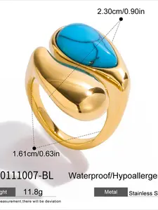 Natural Stone Ring with Titanium Steel, Fashion Accessory, Exquisite Trendy Ring, Suitable As A Gift for Thanksgiving and Christmas