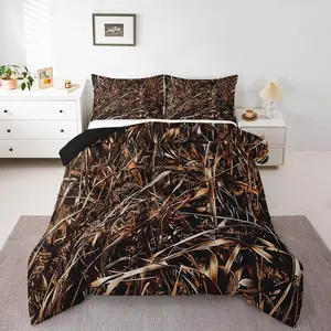 Feelyou Camouflage Print Comforter Set - Breathable Multi-Size Bedding for Boys, Country Cabin RV Camping, Rustic Woodland Leaves Hunting Quilt Duvet Set