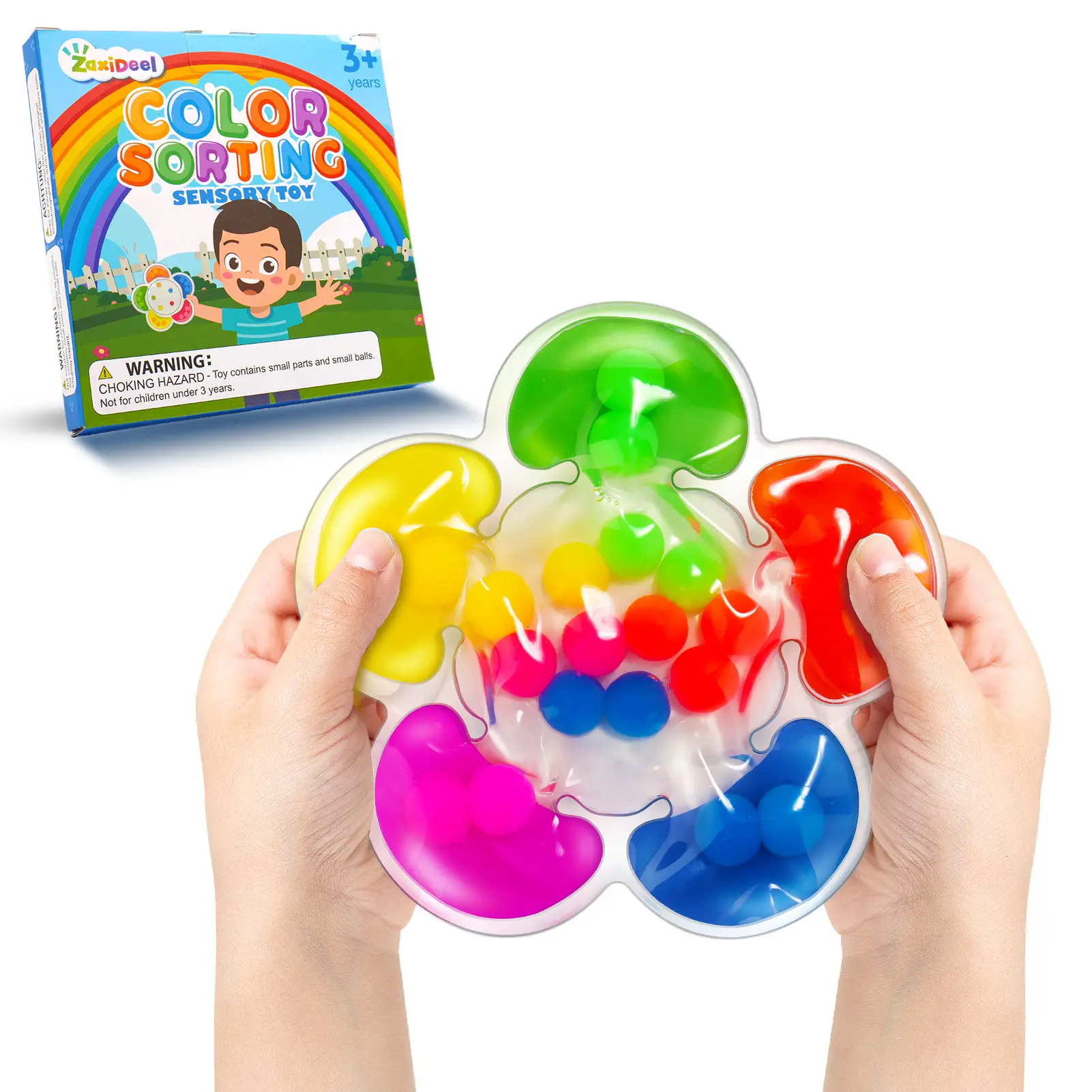 Lesong Toddler Color Sorting Sensory Toys - Fine Motor Skills Games & Preschool Learning Activities - Soft Rubber Beads Relieve Stress & Promote Early