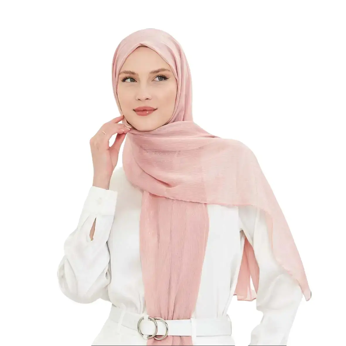 Turkish Chiffon Square Hijab Scarf, Solid Pattern, Lightweight, Casual Modest Head Wrap, 1 Size, 185 X 75 cm