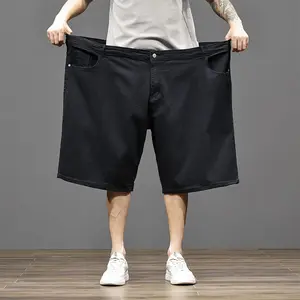 Plus Size Black Denim Shorts Men 4XL-9XL Loose Straight Stretch Slim Fit Casual Shorts