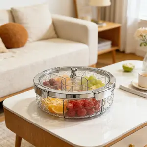 Glacier Pattern Multi-Compartment Sealed Dried Fruit Plate - Multi-Functional Candy & Snack Storage Tray for Living Room Coffee Table