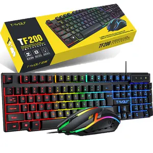 RGB PC Mechanical Keyboard, Wired Mechanical Keyboard & Mouse Set LED Backlit Mechanical Feel USB Port Included for Computer Desktop Office Gaming