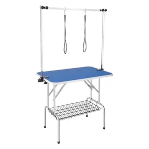 VEVOR Pet Grooming Table Two Arms with Clamp,  , 36''x24'' Dog Grooming Station, Foldable Pets Grooming Stand for Medium and Small Dogs, Free No Sit Haunch Holder with Grooming Loop, Bearing 330lbs