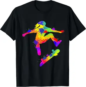 100% Cotton Skater Girl Skateboard Skateboarder T-Shirt