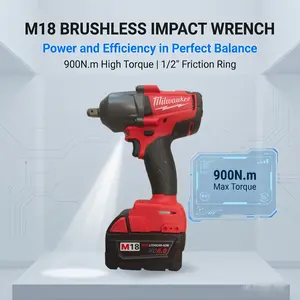 Milwaukee M18 900N.m 1/2" Torque Impact Wrench for Tire Change & Heavy Bolting - Tool Only or Kit, Electronic Clutch, Friction Ring, Compact 7.5in Body,LED Lights, Ergonomic Grip socket ratchet