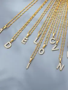 Rhinestones Decor Letter Detail Pendant Necklace for Women, Casual Trendy Jewelry for Girls Birthday Gift, Stainless Steel Simple Fashion Accessories for Daily Wear, Initial Letter Necklace