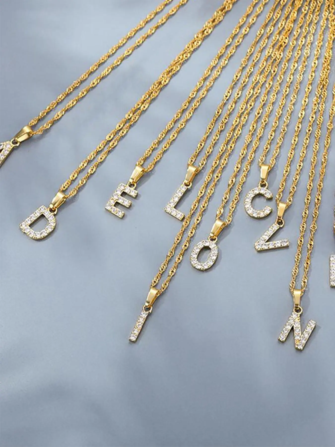 Rhinestones Decor Letter Detail Pendant Necklace for Women, Casual Trendy Jewelry for Girls Birthday Gift, Stainless Steel Simple Fashion Accessories