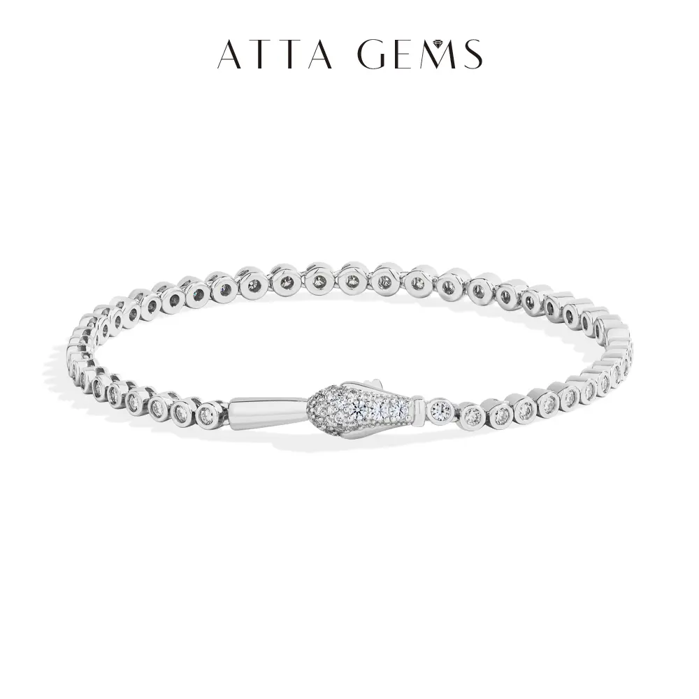ATTAGEMS Bubble with Snake Element Lab-Created Moissanite Bracelet for Women 925 Sterling Silver Bracelet Engagement Anniversary Fine Jewelry B061, Perfect Anniversary summerwins,summerwins