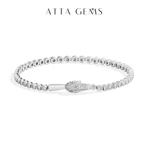 ATTAGEMS Bubble with Snake Element Lab-Created Moissanite Bracelet for Women 925 Sterling Silver Bracelet Engagement Anniversary Fine Jewelry B061