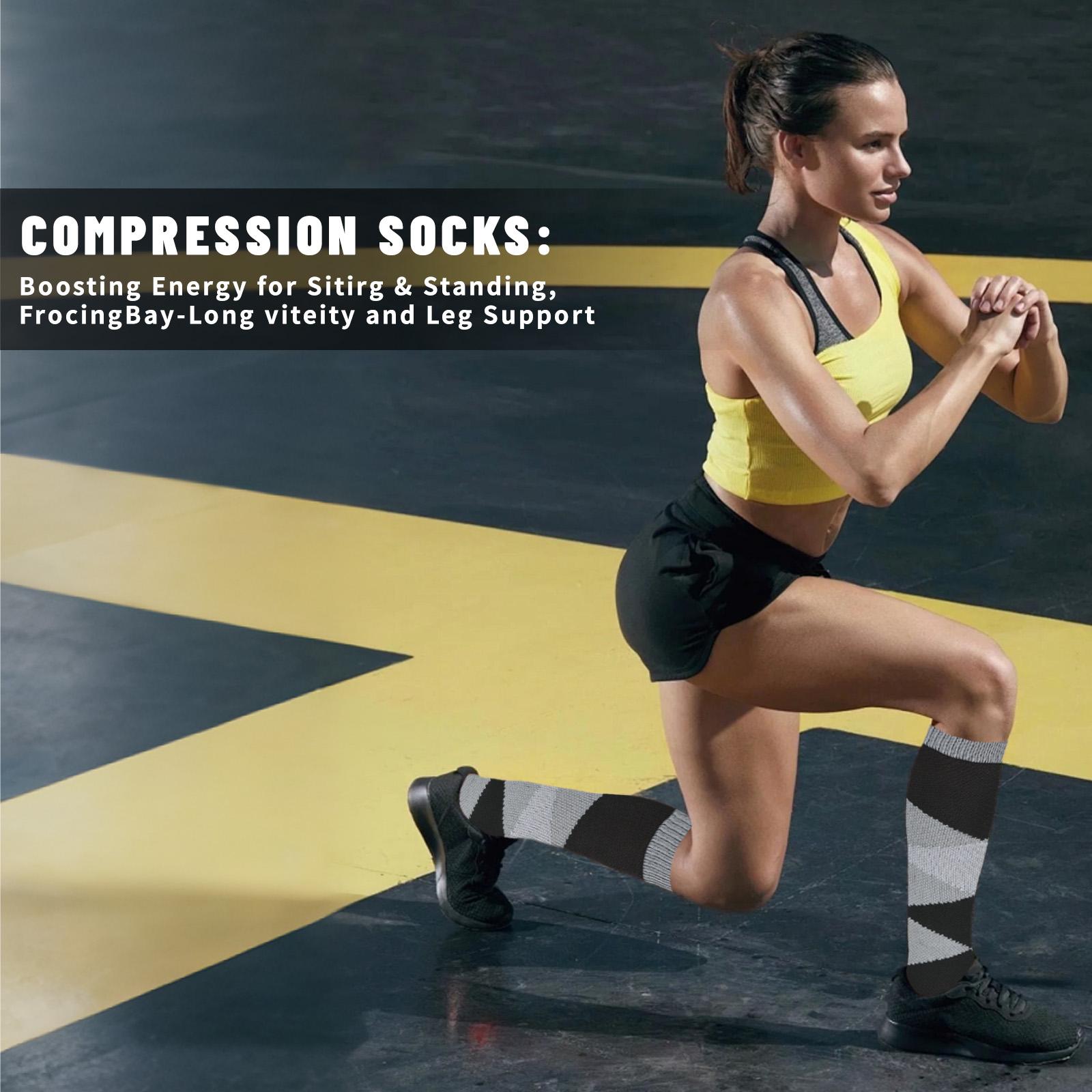 6 Pairs Calf Compression Socks for Women & Men – Power-Stride Calf Socks with Bold Patterned & Dots Design, Calf-Length Athletic Fit, Sweat-Fighting Breathable Comfort, Fierce On-Point Look for Running, Gym & Active Days Pastel