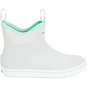 XTRATUF Women's Durable Waterproof Breathable Slip-Resistant 6 Inch Ankle Deck Boots, Gray Slip Resistant Rubber Fishing Boat Shoes, Lightweight Outdoor Work Footwear