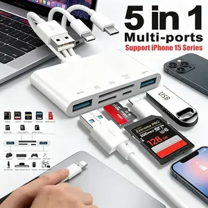 Universal 5-in-1 Memory Card Reader USB 3.0 OTG |   104MB/s Fast Transfer for SD TF CF MS XD |   Plug & Play for iOS Android & PC Aluminum Shell