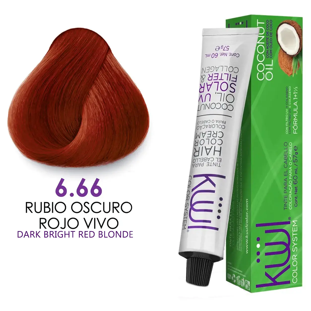 Kuul Color System [ 6.66 ] Rubio Oscuro Rojo Intenso | Permanent Hair Dye | 3.04 fl oz / 90 ml