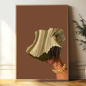 Black Woman Art, Black Art, Black Girl wall art, black art print, Money Art Poster (UNFRAMED)
