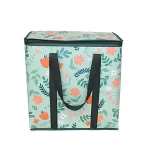 Insulated reusable shopping bag, foldable cooler bag, large-capacity thickened insulated bag (1 piece) 15.7inch x 9.8inch x 15.7inch