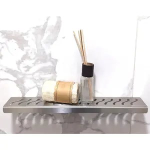 12 Inch Brushed Stainless Steel Wall-Mounted Shower Shelf - Wave Design