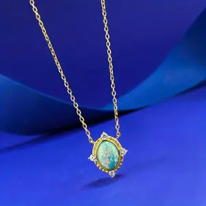 Italian craft S925 silver antique style Opal necklace pendant, Timeless Jewelry, Versatile Necklace, Classic Jewelry, Minimalist Design, Highquality Opal, Durable Jewelry, Statement Piece, Opal Jewelry, Women’S Fashion, Gift Shoppers